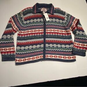 New with tags Tiara  snowflake Aztec Patterned cardigan sweater - L